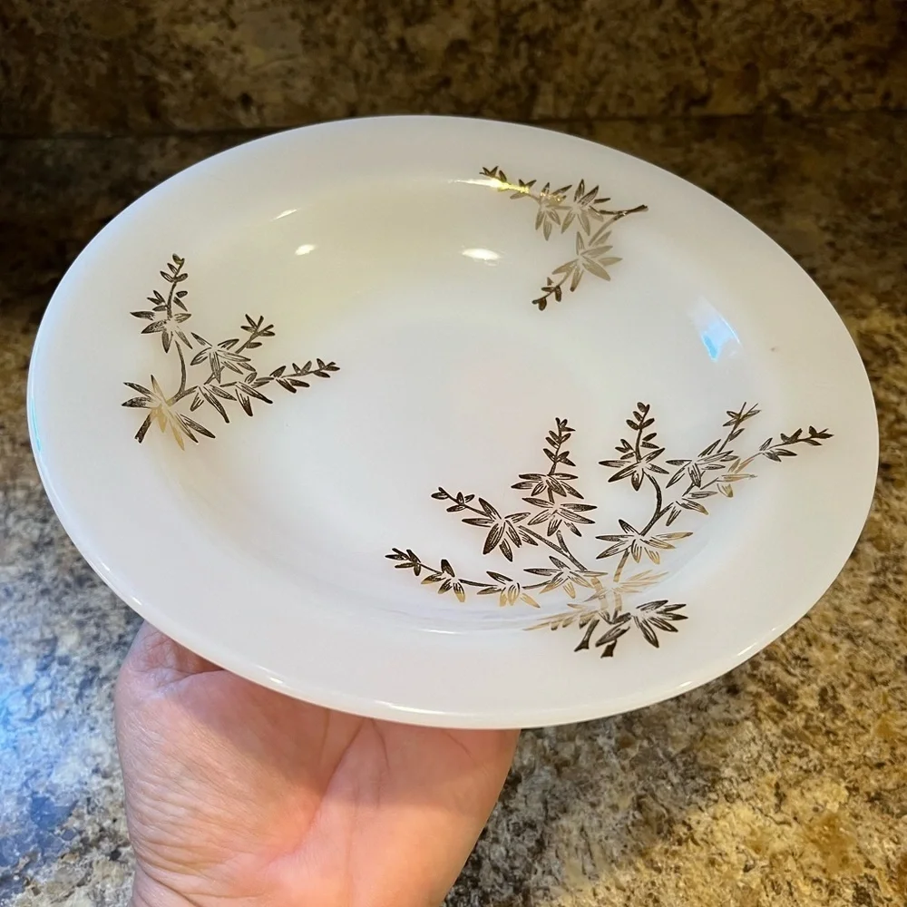 Beautiful Vintage Amber Glass Beaded Bowl and Federal White Milk Glass Bowl Set